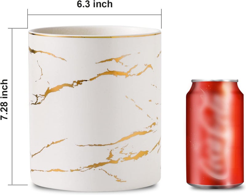 Howise 7" Marble Utensil Holder, Large Kitchen Utensil Holder Organizer , Golden Marble White Stable Utensil Crock Spatula Holder for Kitchen Counter Countertop Farmhouse Cooking Tools Holder - Image 5